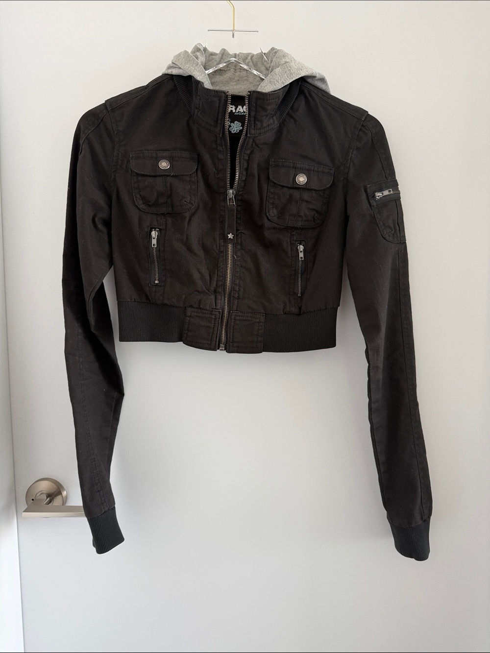Garage Clothing - Cropped Black Hooded Utility Jacket